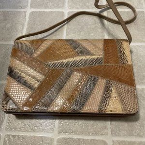 Varon Vintage Multi-Colored Snakeskin Clutch Handbag Purse Shoulder Bag